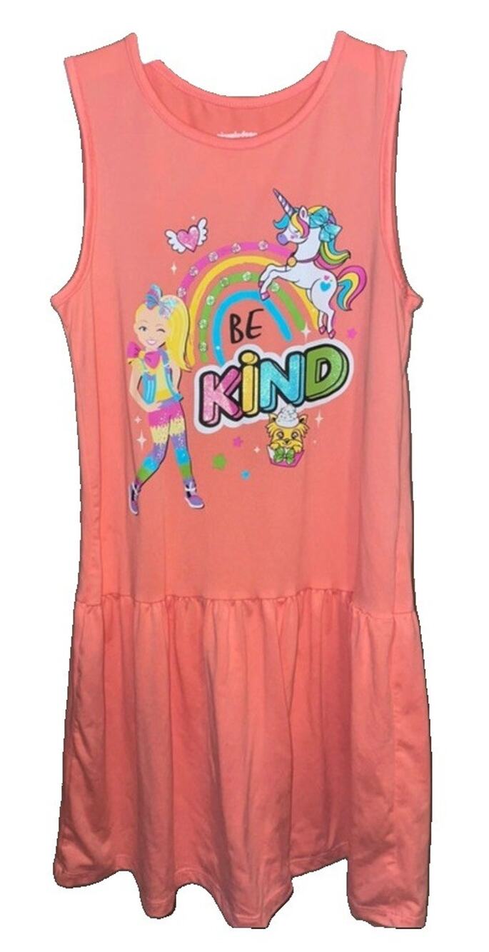 Little Girls Nickelodeon Jojo Siwa Dress sz 10-12 Sleeveless Orange Be Kind
